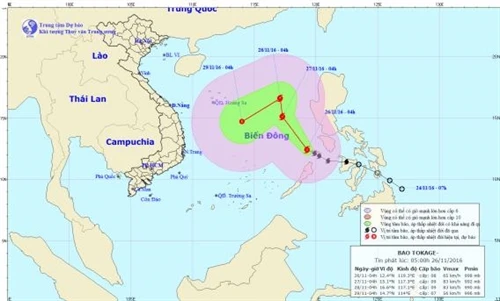 Tin bão số 9 Tokage trên Biển Đông