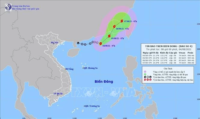 Bản đồ đường đi của Bão LUPIT. Ảnh: TTXVN phát